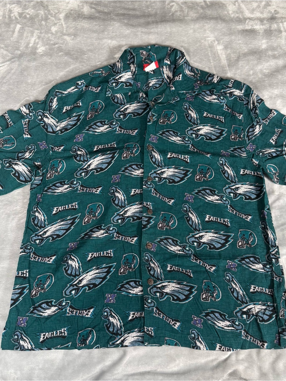 NFL Philadelphia Eagles Hawaiian Style Shirt Mens L Rayon Green